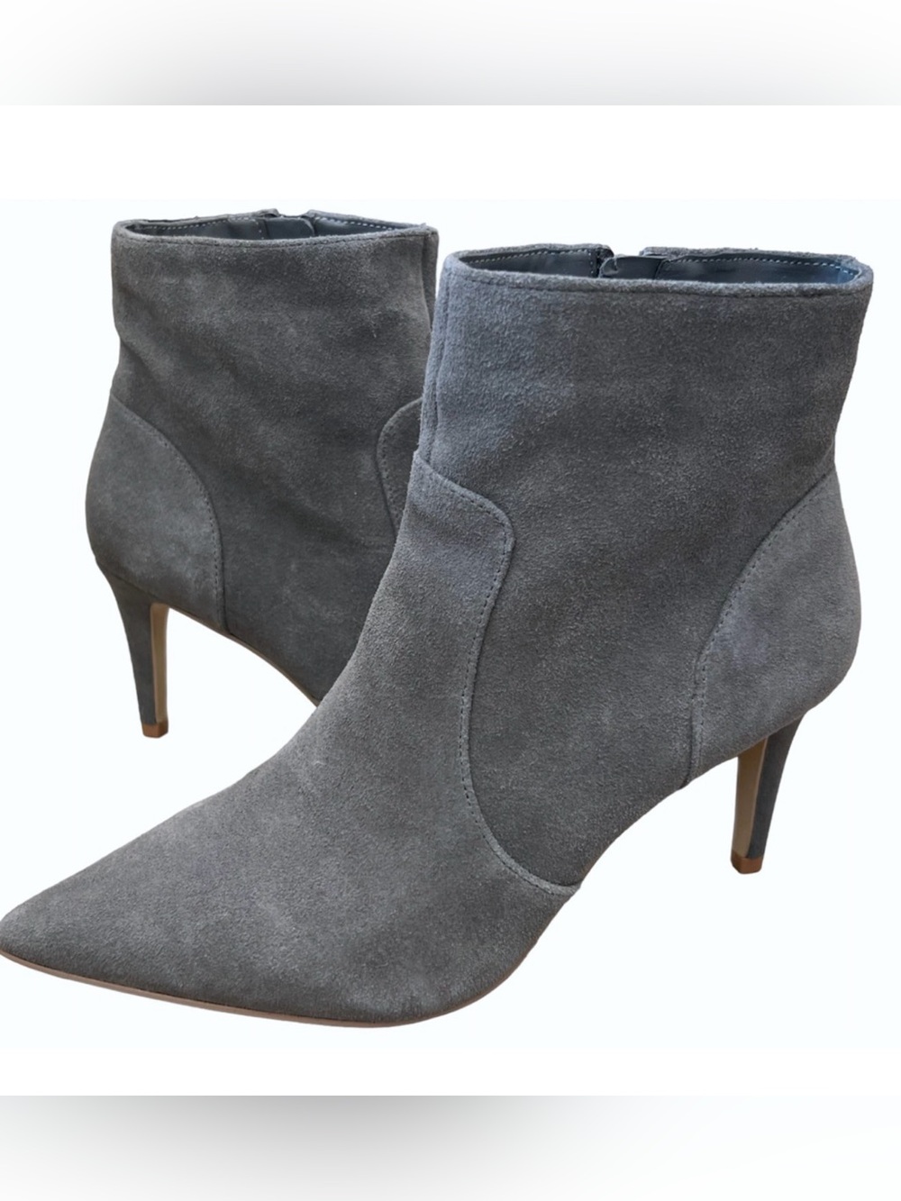 NEW VIOLET & RED GRAY SUEDE QUINTIN HIGH HEEL BOOTIE BOOTS SIZE 8.5